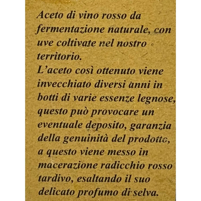 Aceto di vino invecchiato al Radicchio Rosso  -  Acetaia Bonfigliol - vaigustando