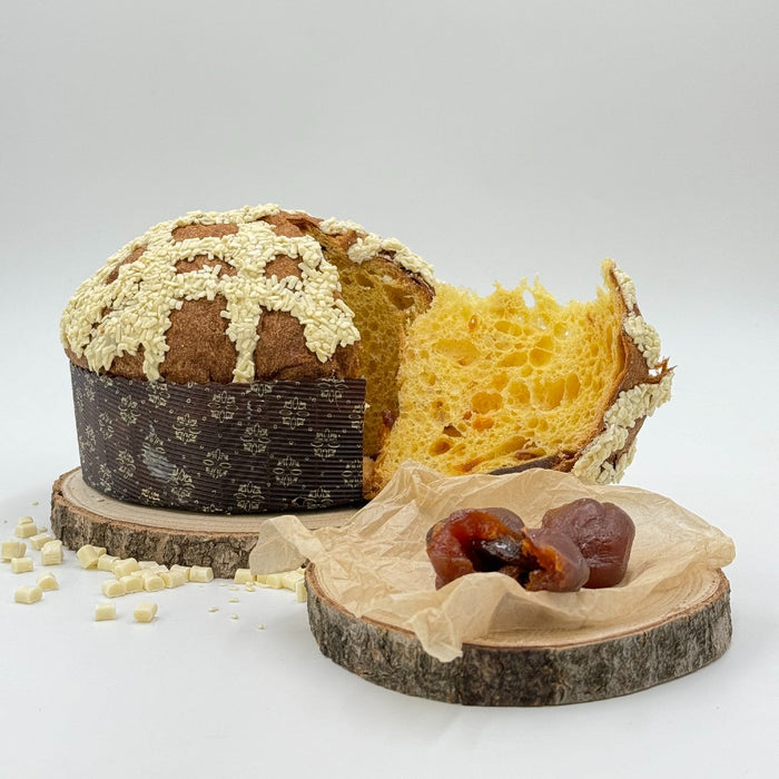 Panettone con Albicocca del Vesuvio e cioccolato bianco senza uvetta e canditi  -  Bottega Bianchin - vaigustando